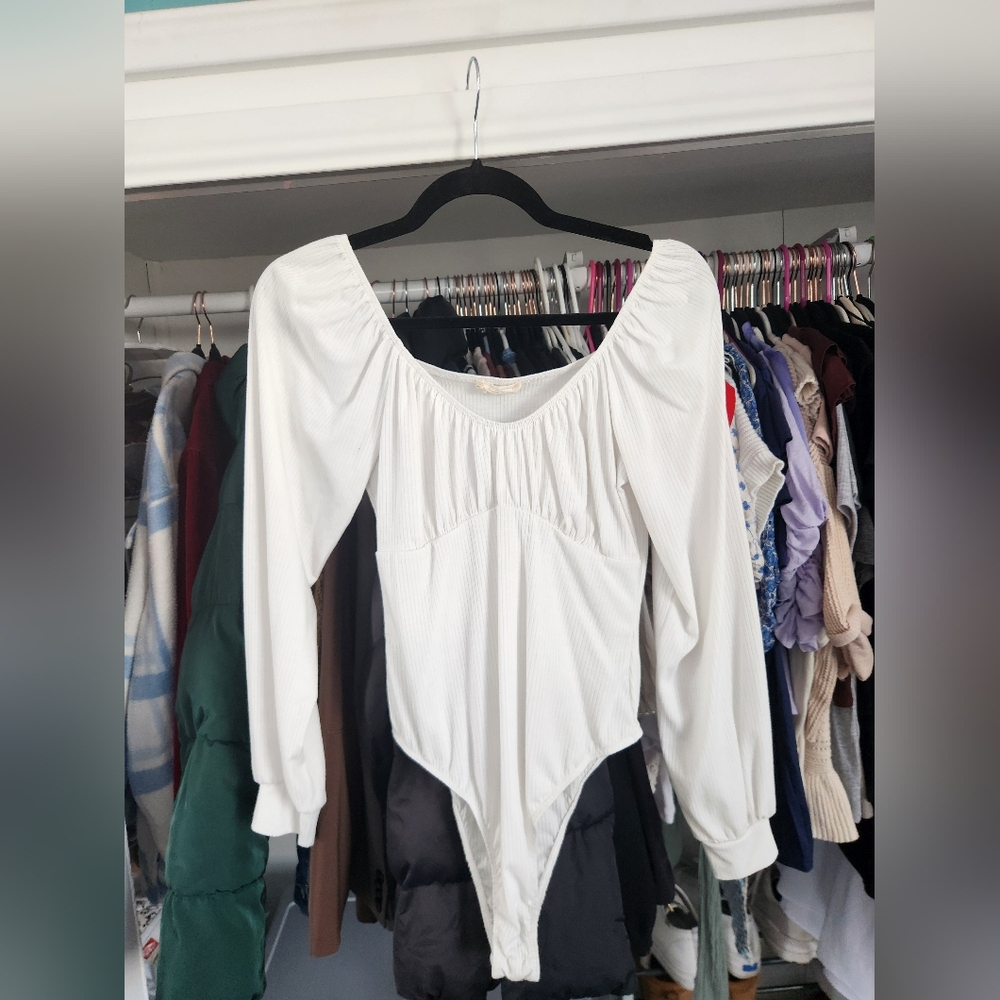Altar'd State White Long Sleeve Bodysuit